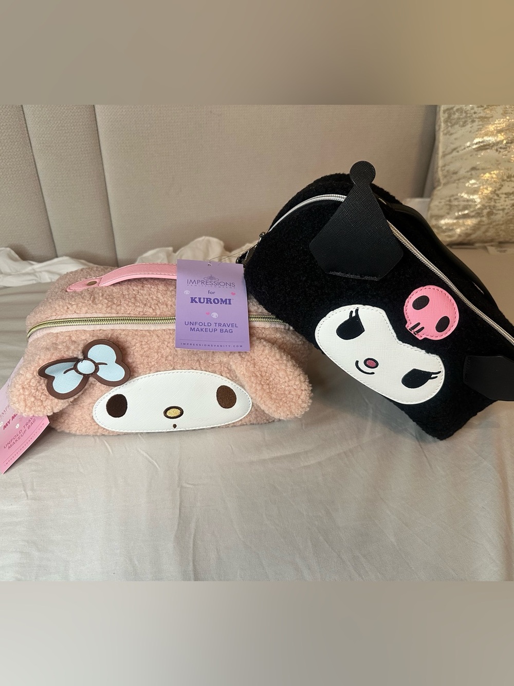 Kuromi and My Melody Travel Makeup Bags - Collab Sanrio x Impressions Vanity.